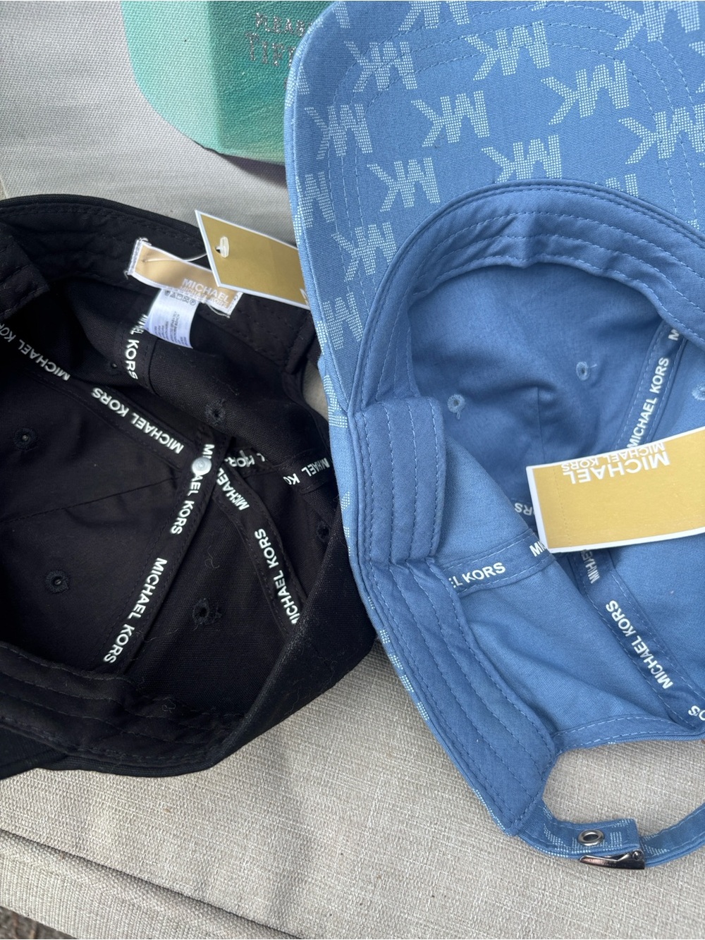 Winners Choice:Michael Kors Black or Light Blue Denim Monogram Baseball Caps NWT - Picture 4 of 4